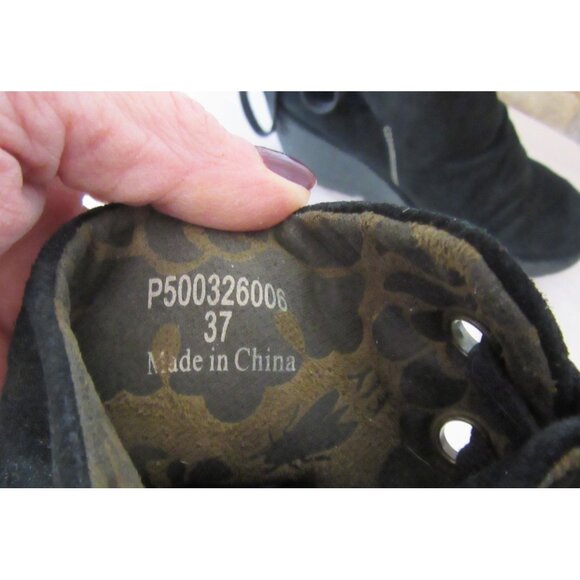 Fly London Yama Back Suede Wedge Ankle Lace Up Booties Size 37 - Picture 9 of 9